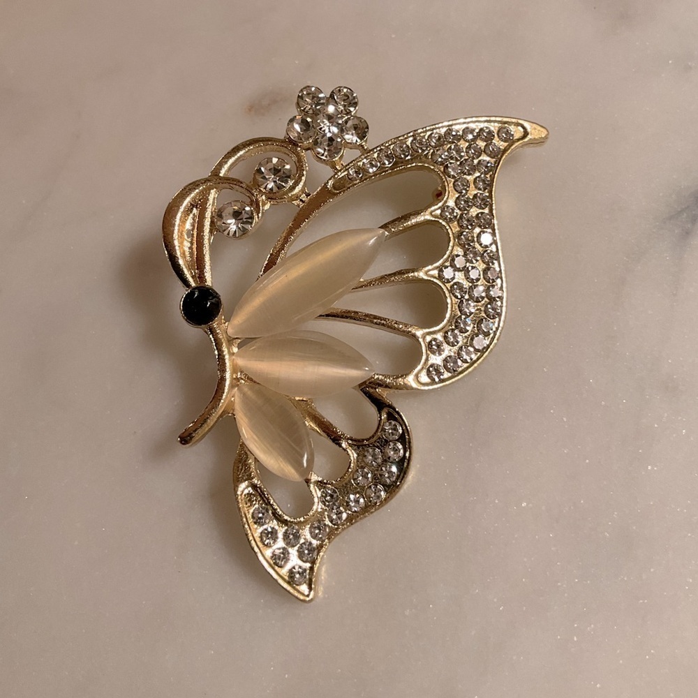 Gold Toned Butterfly Brooch